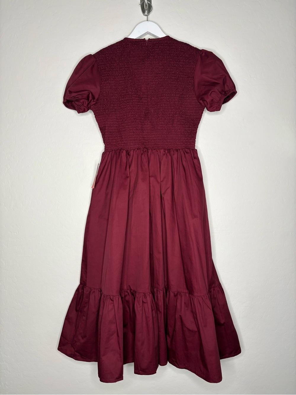 Ivy City Co Wine Red Smocked Addie Dress Size Medium Holiday Christmas NWT - Picture 10 of 14